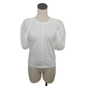 NWT Madewell Womens Puff Sleeve‎ Top White Size XS NT331 Minimalist Casual
